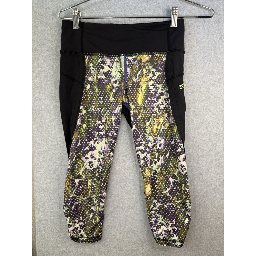 Lululemon inspire tight ll cropped leggings black multi colored floral